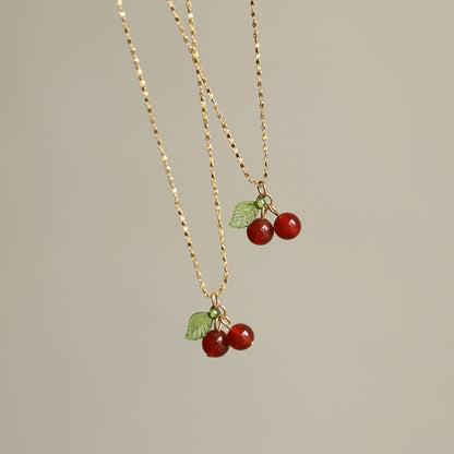 Simple Cherry Pendant Necklace for Everyday Wear by HitMyNeed