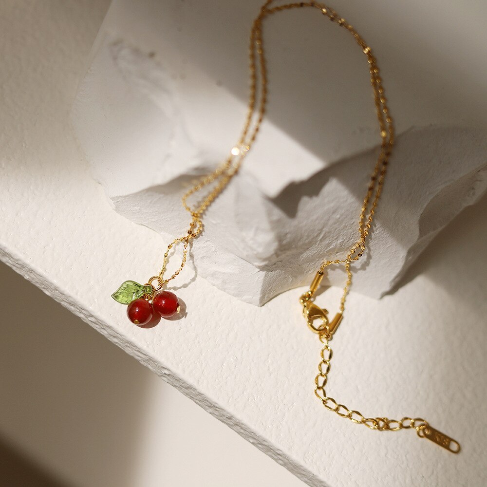 Simple Cherry Pendant Necklace for Everyday Wear by HitMyNeed