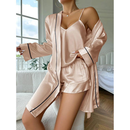 Simple Satin 3-Piece Women's Pajama & Robe Set by HitMyNeed