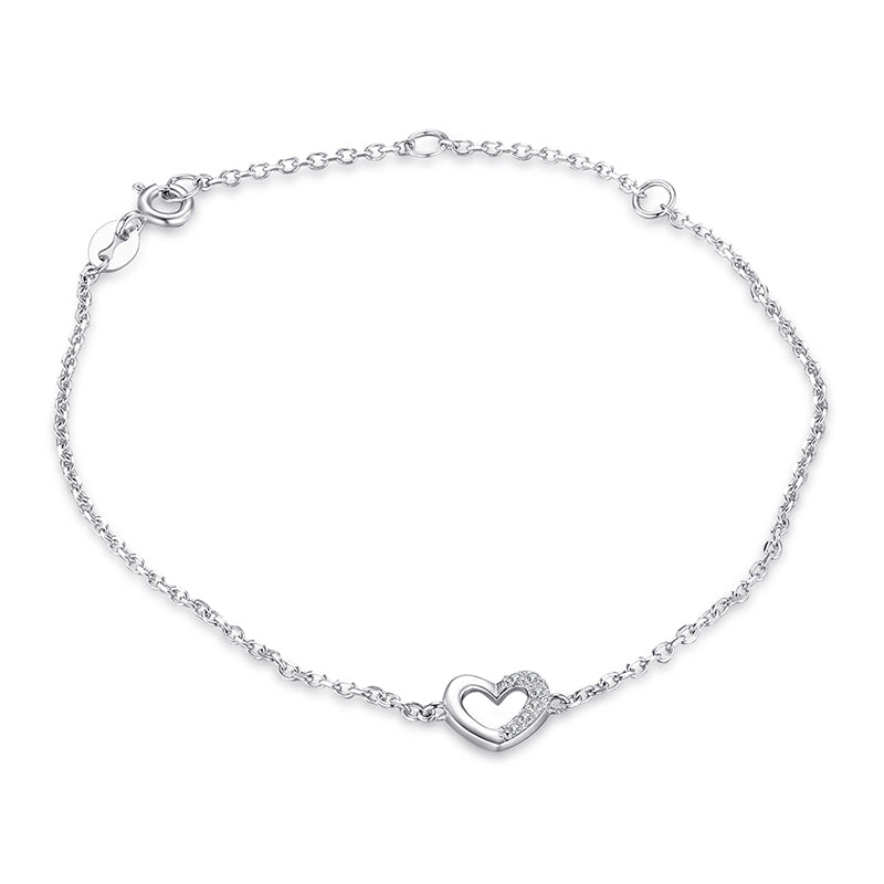 Simple Sterling Silver Heart Bracelet by HitMyNeed