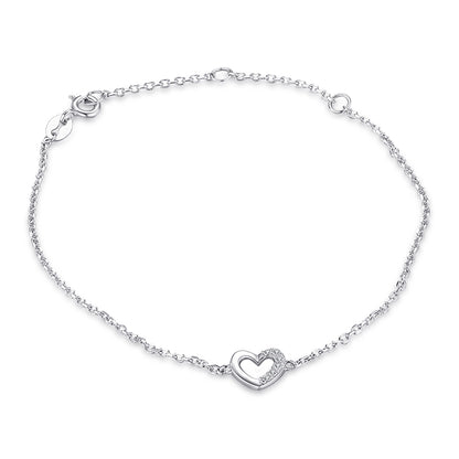 Simple Sterling Silver Heart Bracelet by HitMyNeed