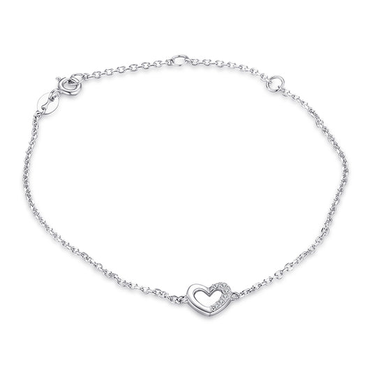 Simple Sterling Silver Heart Bracelet by HitMyNeed