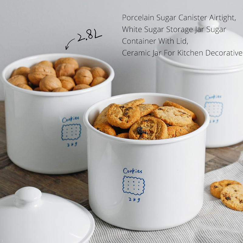 Simple White Plastic Cookie Jar 2.8L Airtight by HitMyNeed