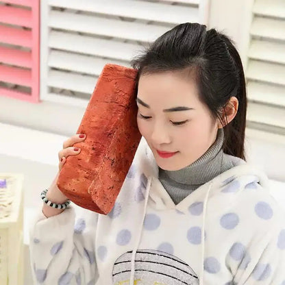 Simulation Brick Wood Block Plush Pillow Cushion by HitMyNeed