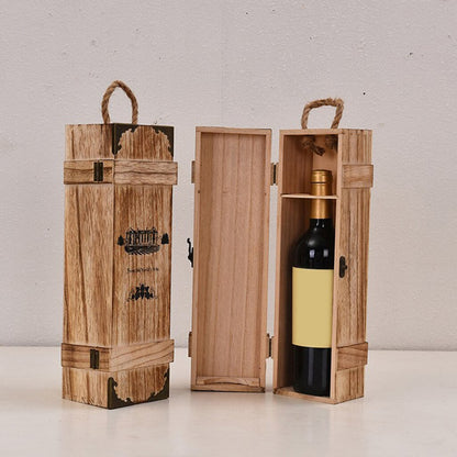 Single Bottle Wooden Wine Gift Box with Handle by HitMyNeed