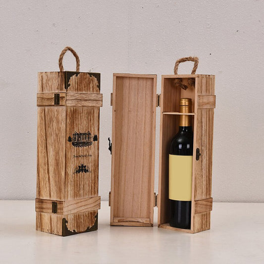 Single Bottle Wooden Wine Gift Box with Handle by HitMyNeed