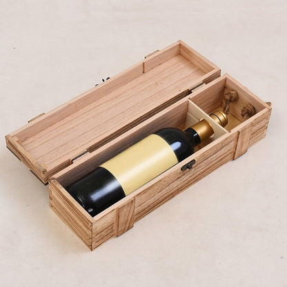 Single Bottle Wooden Wine Gift Box with Handle by HitMyNeed