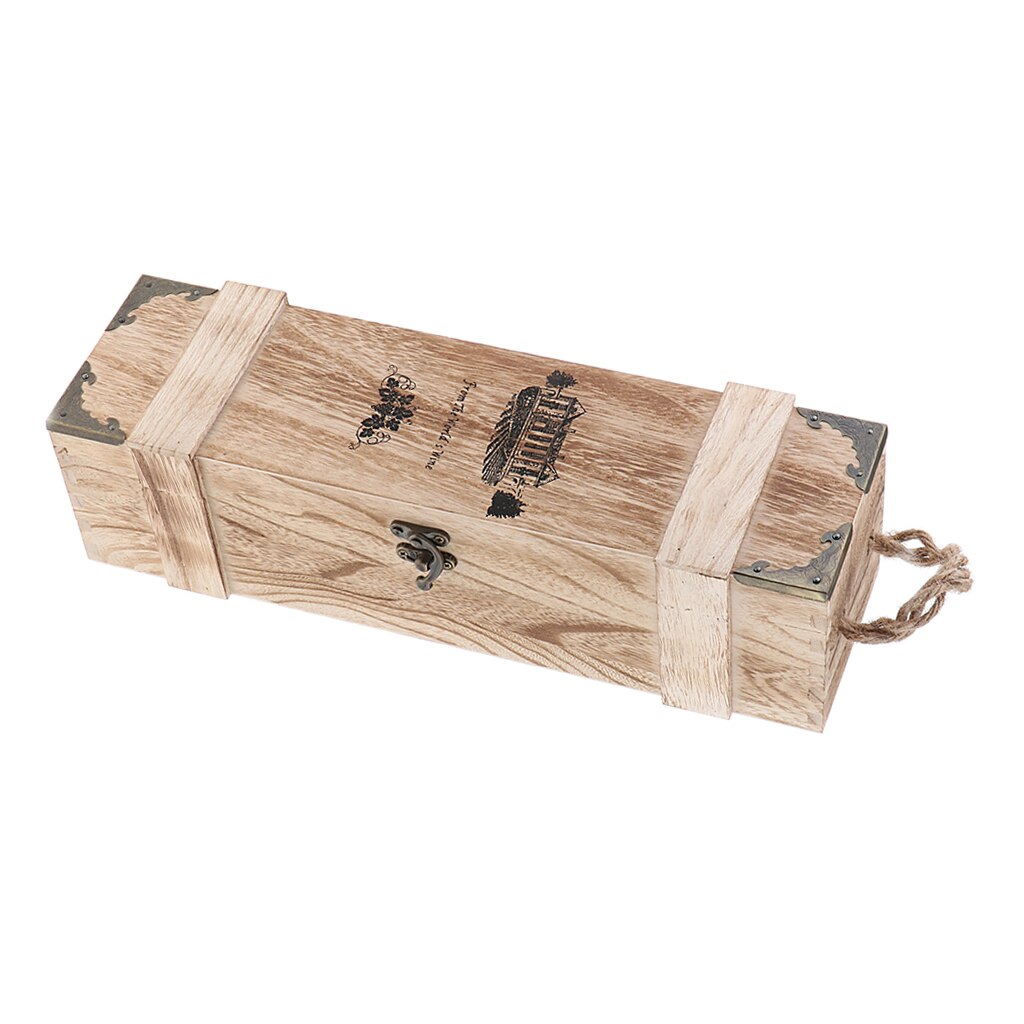 Single Bottle Wooden Wine Gift Box with Handle by HitMyNeed
