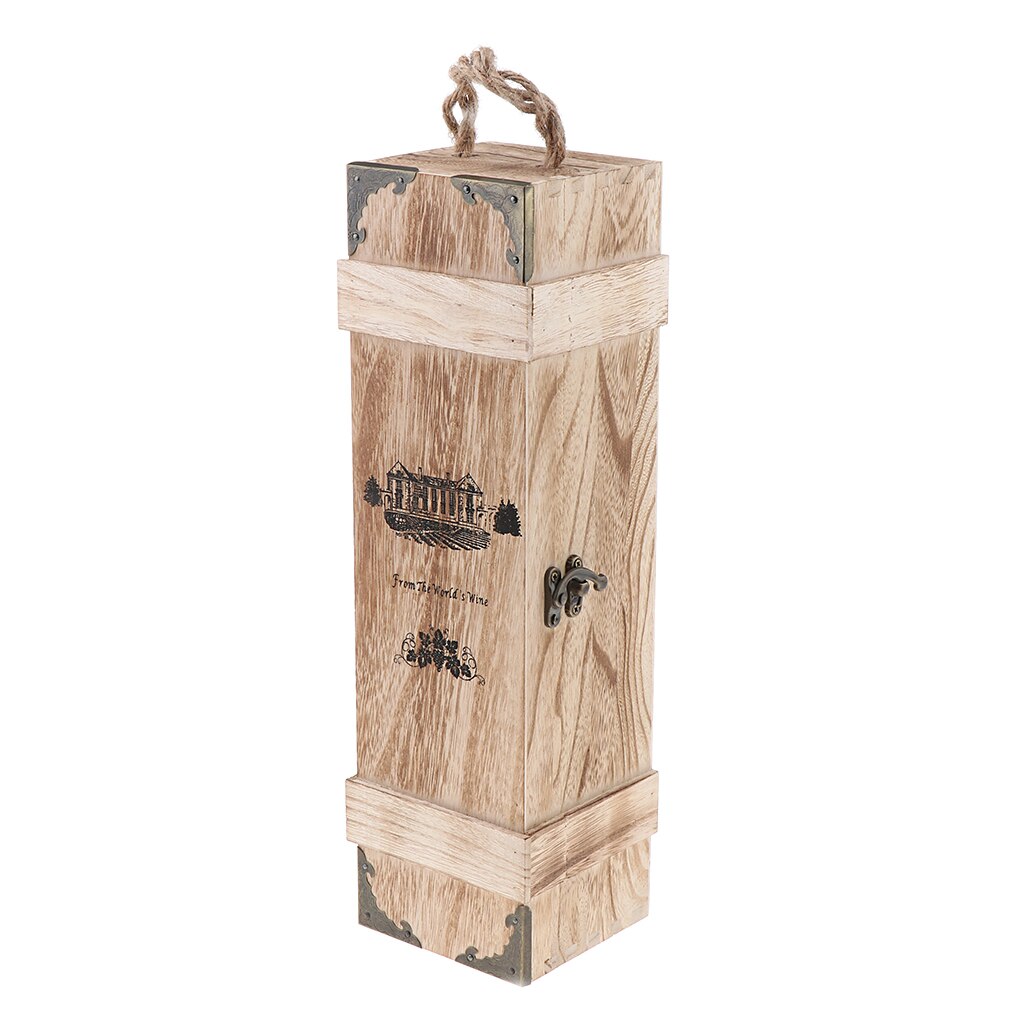 Single Bottle Wooden Wine Gift Box with Handle by HitMyNeed