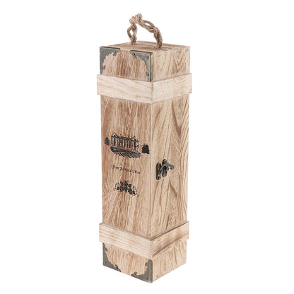 Single Bottle Wooden Wine Gift Box with Handle by HitMyNeed