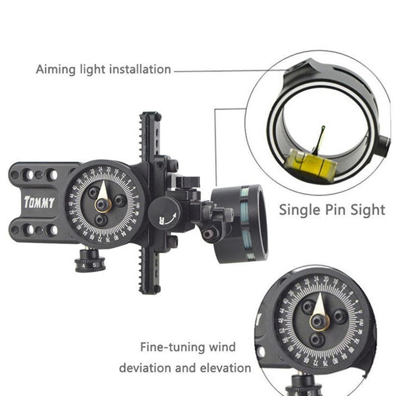 Single Pin Compound Bow Sight with 0.019 Fiber by HitMyNeed