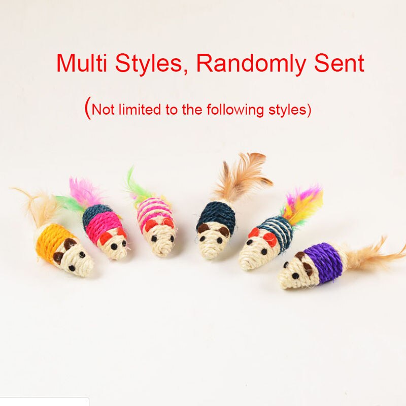 Sisal Mouse Cat Toy with Feather Tail 14cm by HitMyNeed