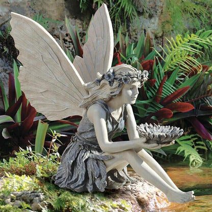 Sitting Garden Fairy Figurine Resin Ornament by HitMyNeed