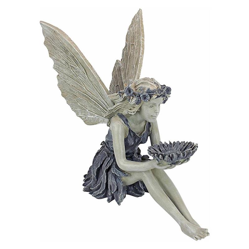 Sitting Garden Fairy Figurine Resin Ornament by HitMyNeed