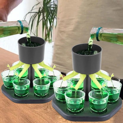 Six Shot Liquor Dispenser with 6 Acrylic Glasses by HitMyNeed