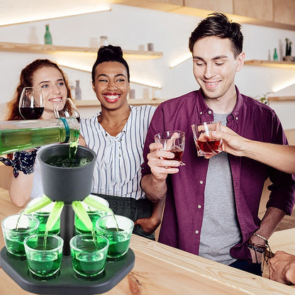 Six Shot Liquor Dispenser with 6 Acrylic Glasses by HitMyNeed