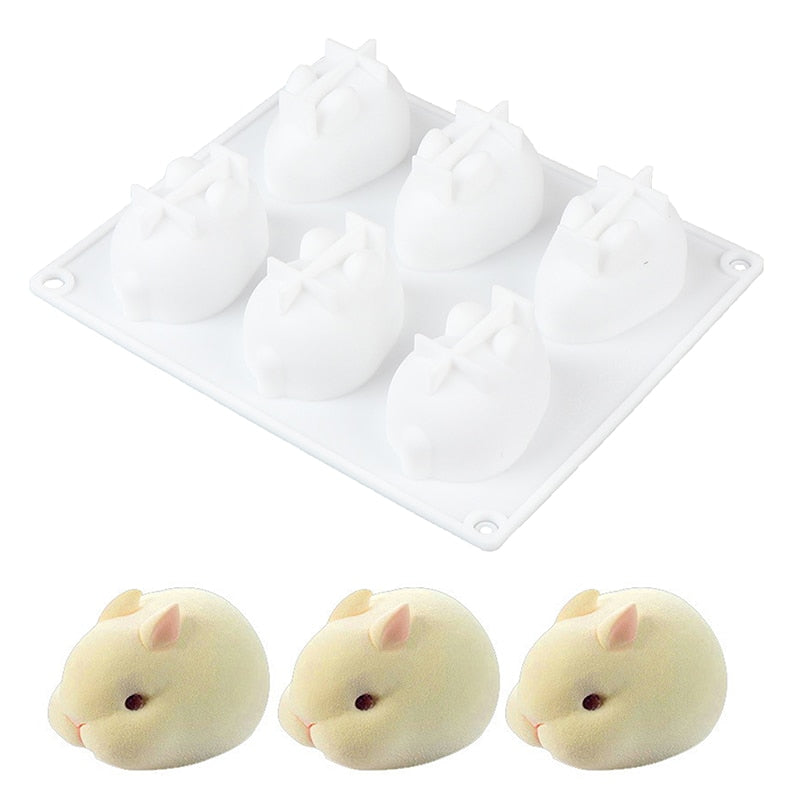 Six Slot 3D Bunny Silicone Mold for Desserts by HitMyNeed