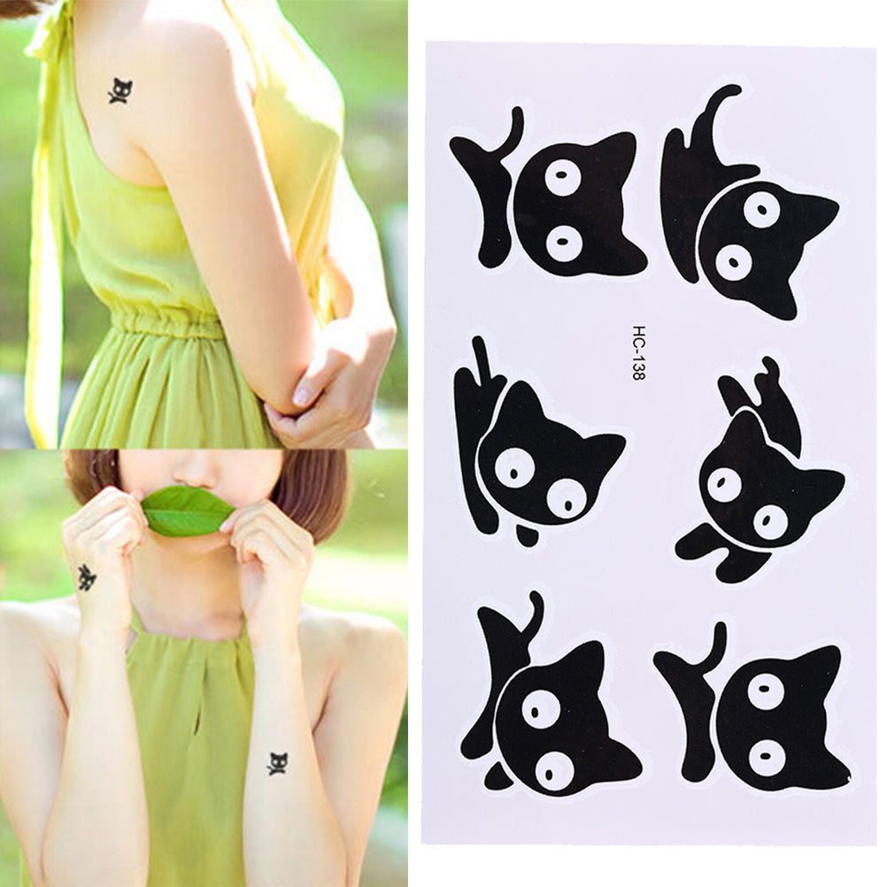 Skin-Friendly Black Cat Temporary Tattoo Sheet by HitMyNeed
