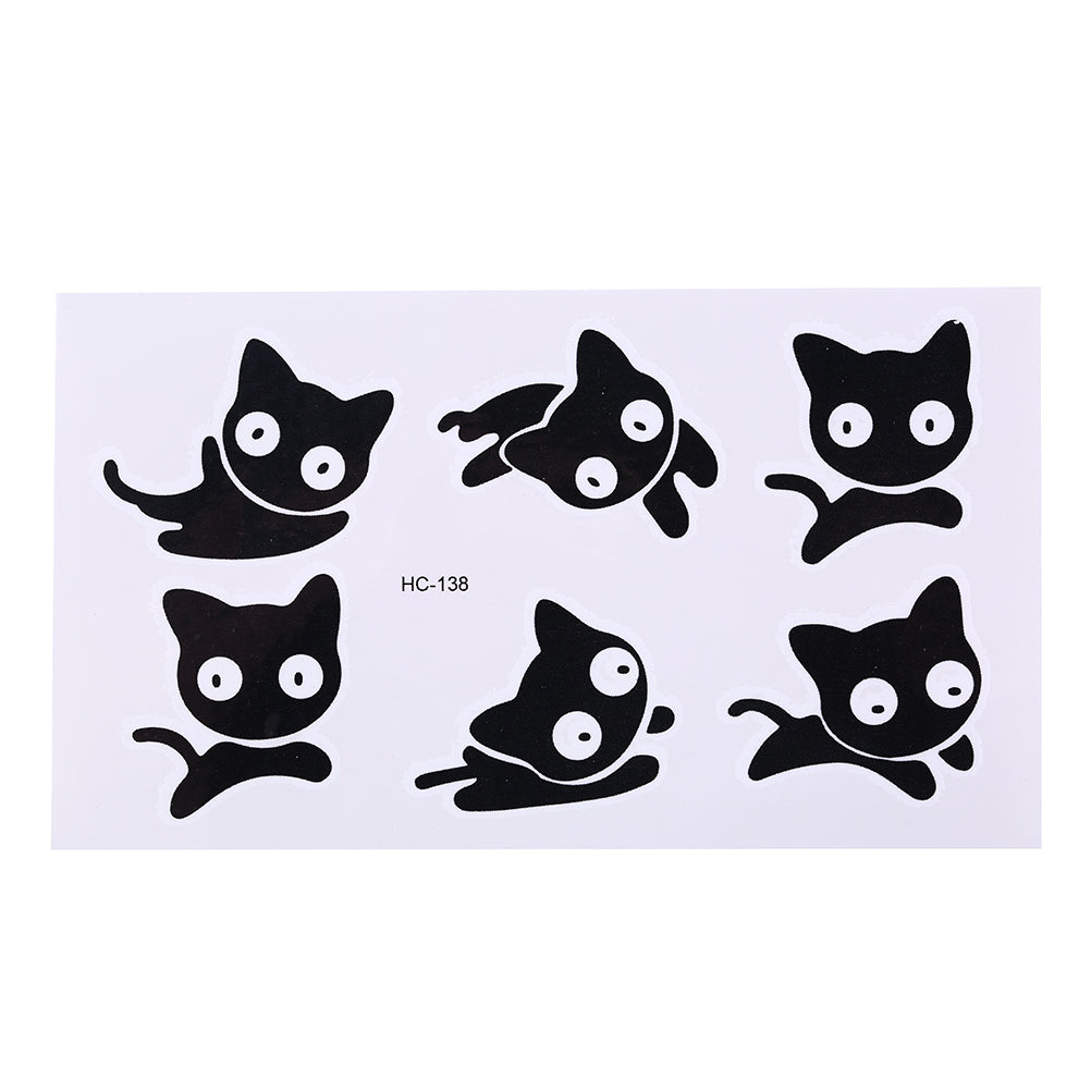 Skin-Friendly Black Cat Temporary Tattoo Sheet by HitMyNeed