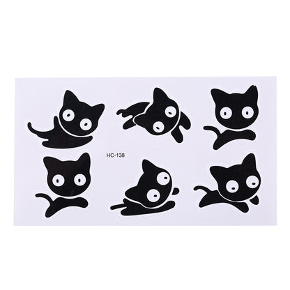 Skin-Friendly Black Cat Temporary Tattoo Sheet by HitMyNeed