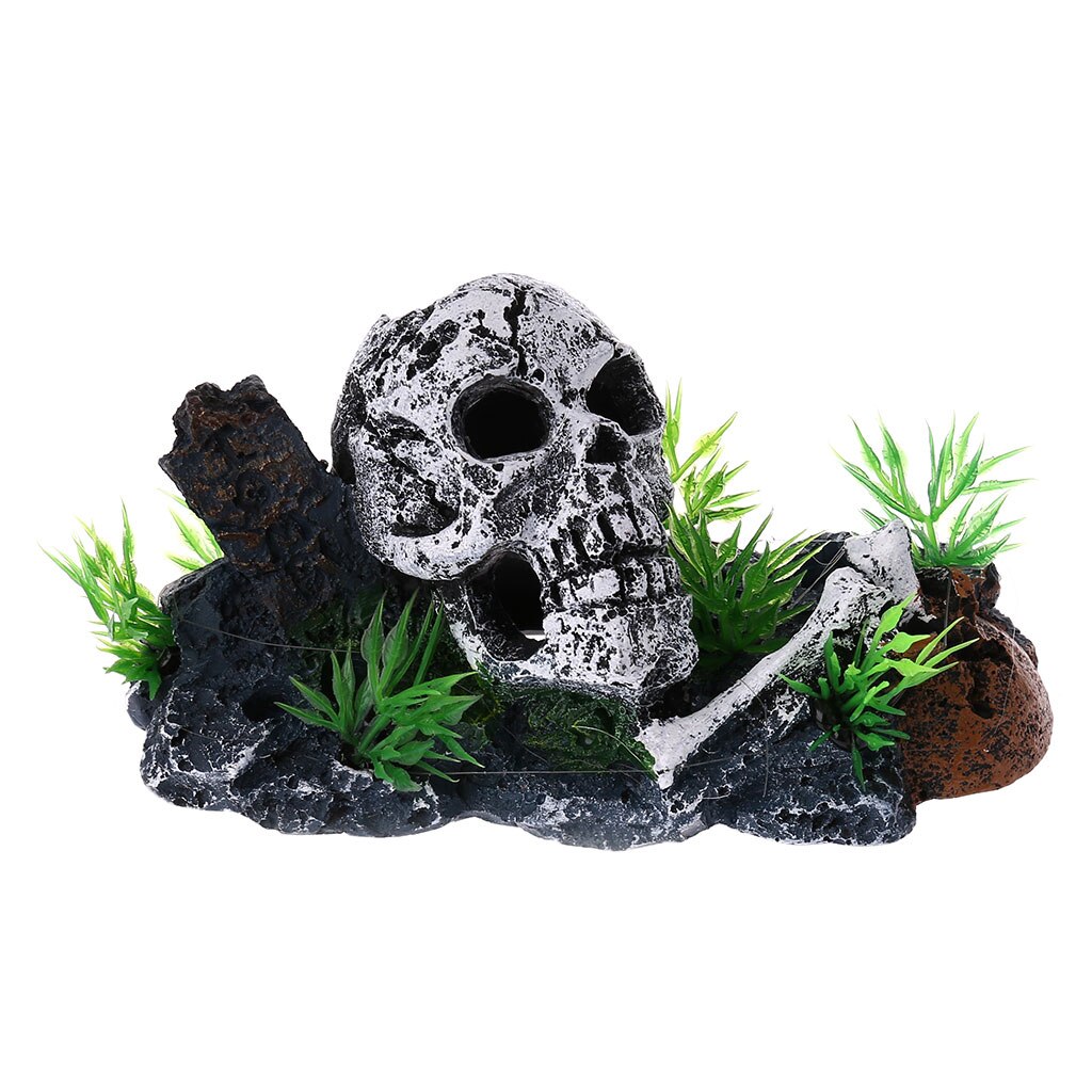 Skull Aquarium Decor Resin Ornament with Air Bubbles by HitMyNeed