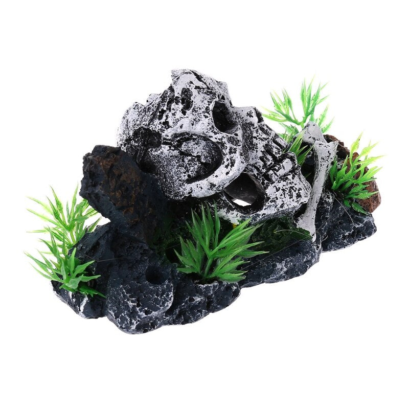 Skull Aquarium Decor Resin Ornament with Air Bubbles by HitMyNeed