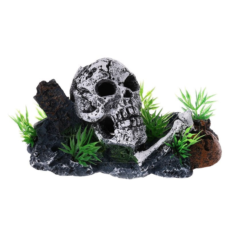 Skull Aquarium Decor Resin Ornament with Air Bubbles by HitMyNeed