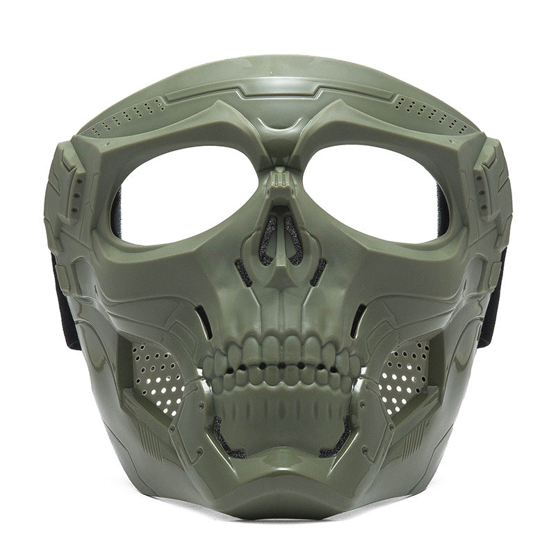 Skull Full Face Tactical Mask with Colored Goggles green-1 by HitMyNeed