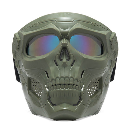 Skull Full Face Tactical Mask with Colored Goggles green-2 by HitMyNeed