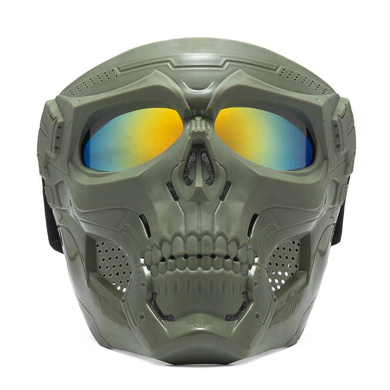 Skull Full Face Tactical Mask with Colored Goggles green-3 by HitMyNeed