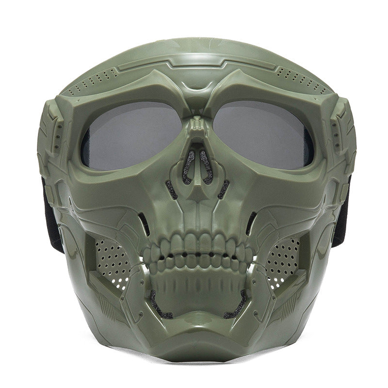 Skull Full Face Tactical Mask with Colored Goggles green-4 by HitMyNeed
