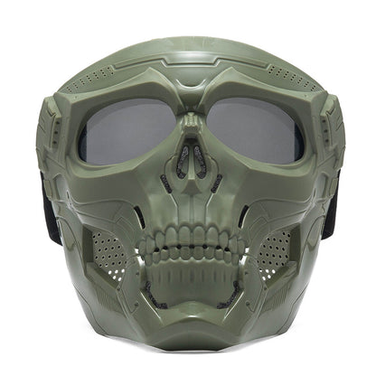 Skull Full Face Tactical Mask with Colored Goggles green-4 by HitMyNeed