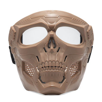 Skull Full Face Tactical Mask with Colored Goggles khaki-1 by HitMyNeed