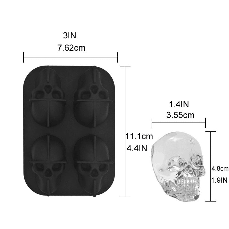 Skull Ice Cube Tray 3D Silicone Mold by HitMyNeed