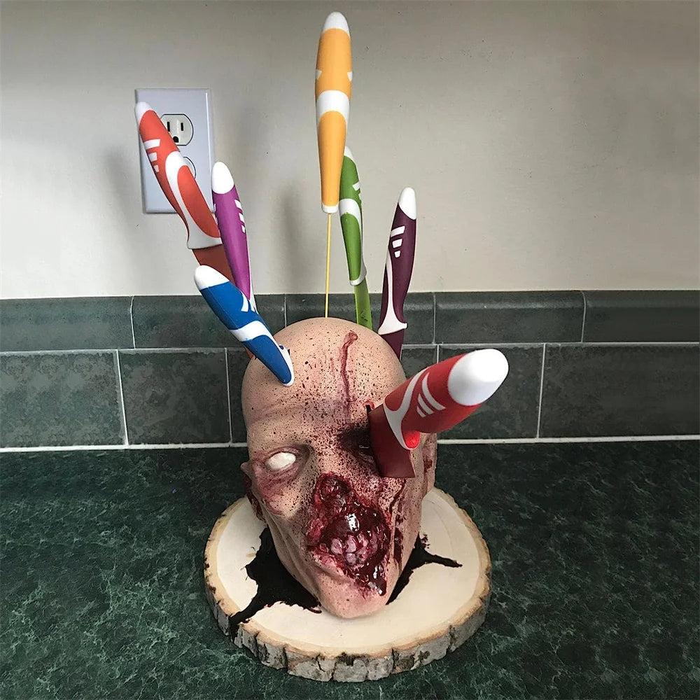 Skull Kitchen Knife & Utensil Storage Holder by HitMyNeed