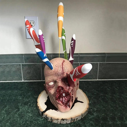 Skull Kitchen Knife & Utensil Storage Holder by HitMyNeed