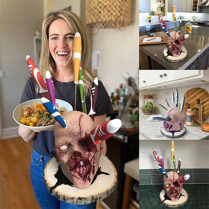 Skull Kitchen Knife & Utensil Storage Holder by HitMyNeed