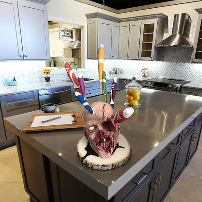 Skull Kitchen Knife & Utensil Storage Holder by HitMyNeed