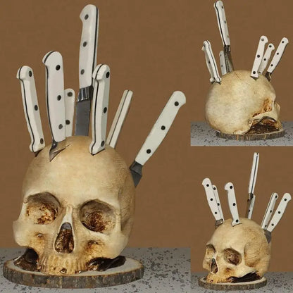 Skull Knife Holder Resin Kitchen Knife Stand by HitMyNeed