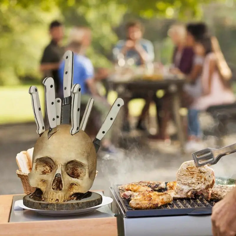 Skull Knife Holder Resin Kitchen Knife Stand by HitMyNeed