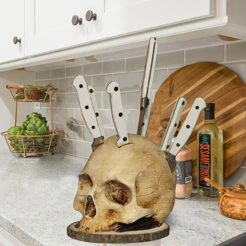 Skull Knife Holder Resin Kitchen Knife Stand by HitMyNeed