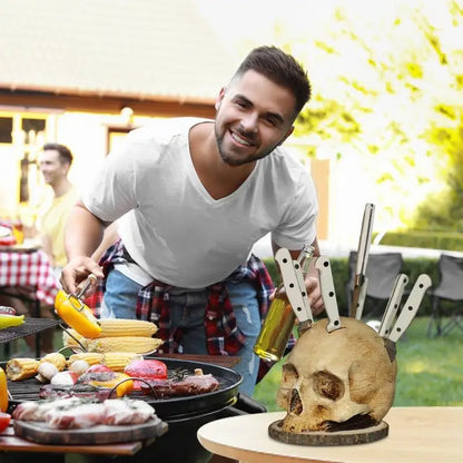 Skull Knife Holder Resin Kitchen Knife Stand by HitMyNeed