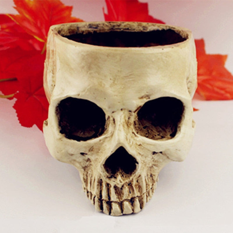 Skull Resin Sculpture Multifunctional Decor Pot by HitMyNeed