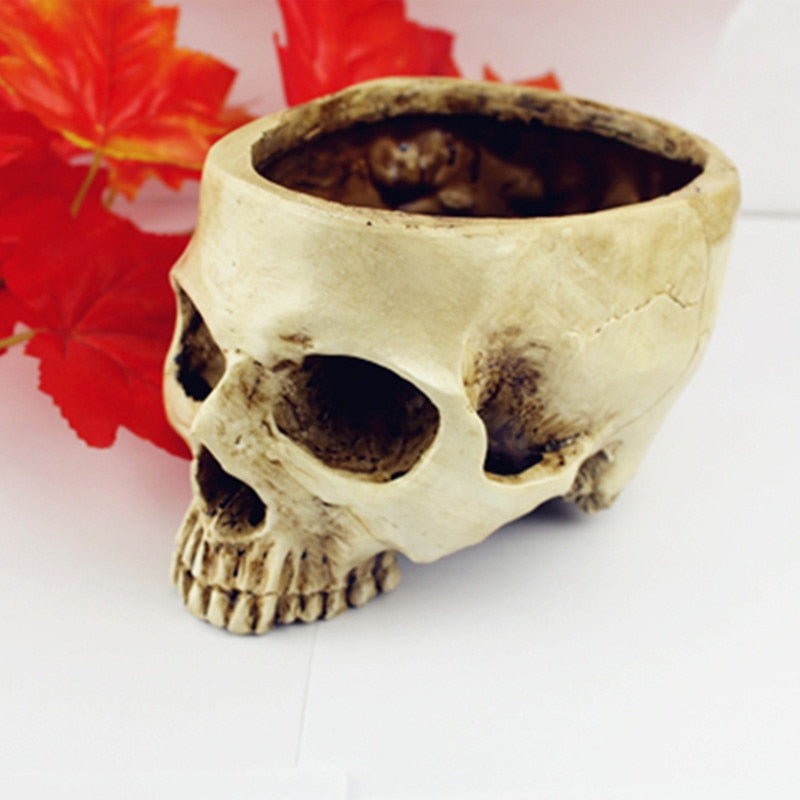 Skull Resin Sculpture Multifunctional Decor Pot by HitMyNeed