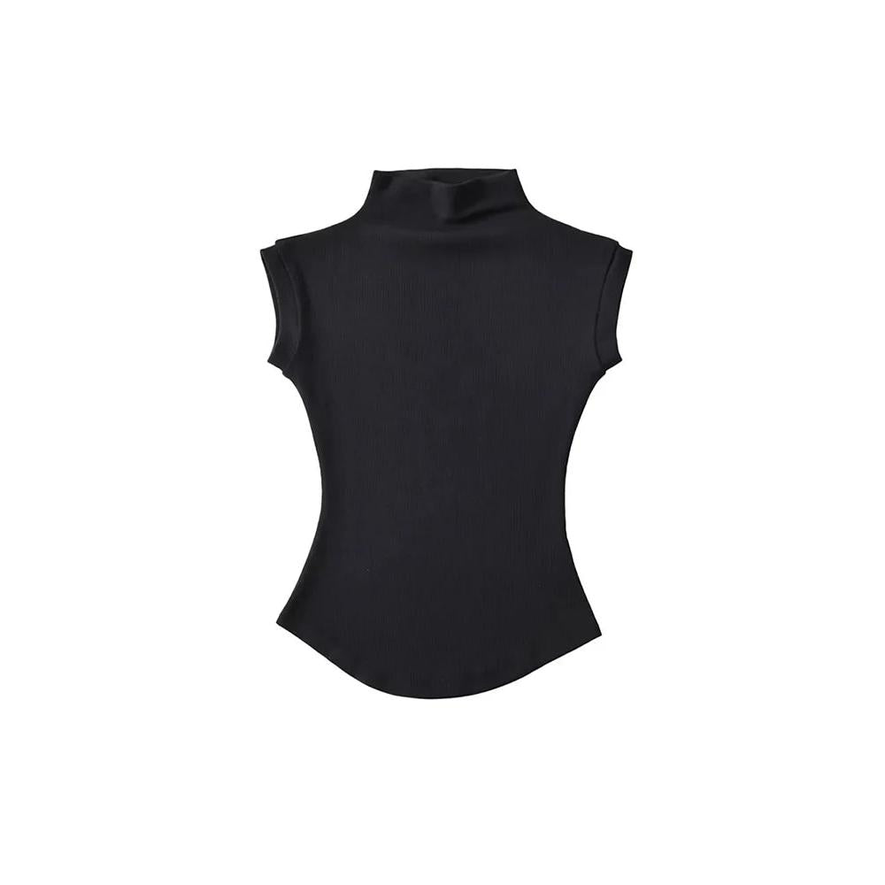Sleeveless Women's Turtleneck Top black s by HitMyNeed