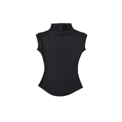 Sleeveless Women's Turtleneck Top black s by HitMyNeed