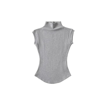 Sleeveless Women's Turtleneck Top gray m by HitMyNeed