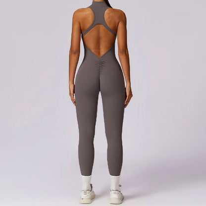 Sleeveless Women's Yoga Jumpsuit with Zipper by HitMyNeed
