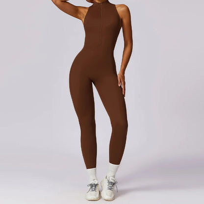 Sleeveless Women's Yoga Jumpsuit with Zipper by HitMyNeed