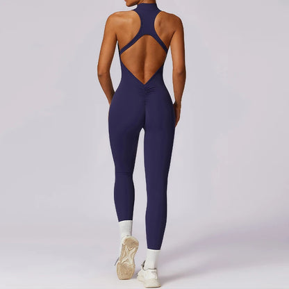 Sleeveless Women's Yoga Jumpsuit with Zipper by HitMyNeed